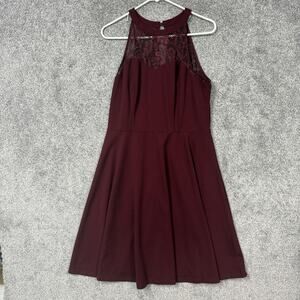 Bbonlinedress Size XL Maroon Lace Halter Boho Romantic Fit Flare Preppy Cocktail
